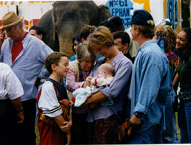 Crowd with baby